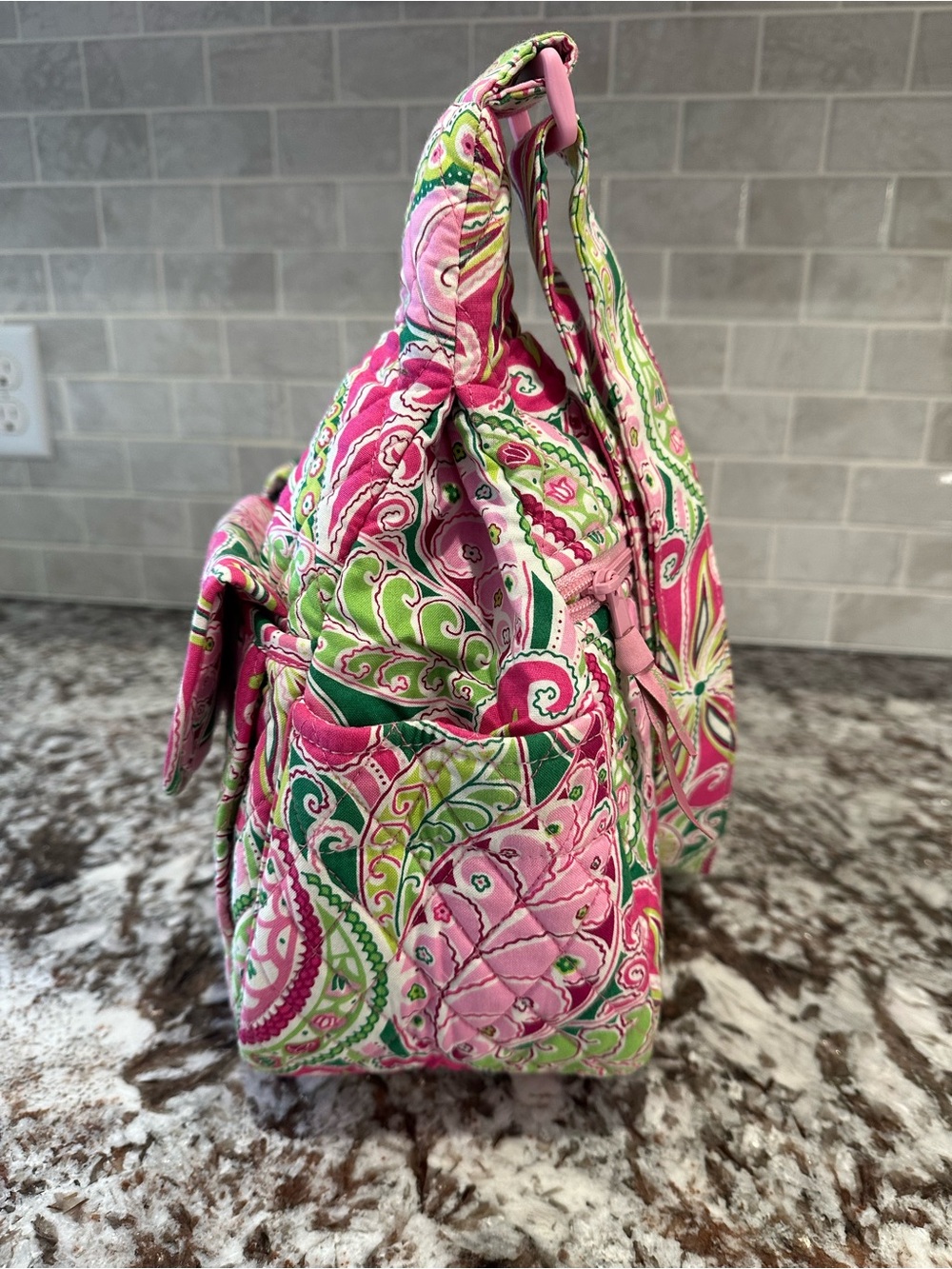 Vera Bradley Retired Pinwheel Pink Cargo Sling Bag Adjustable Shoulder Strap - Picture 4 of 14